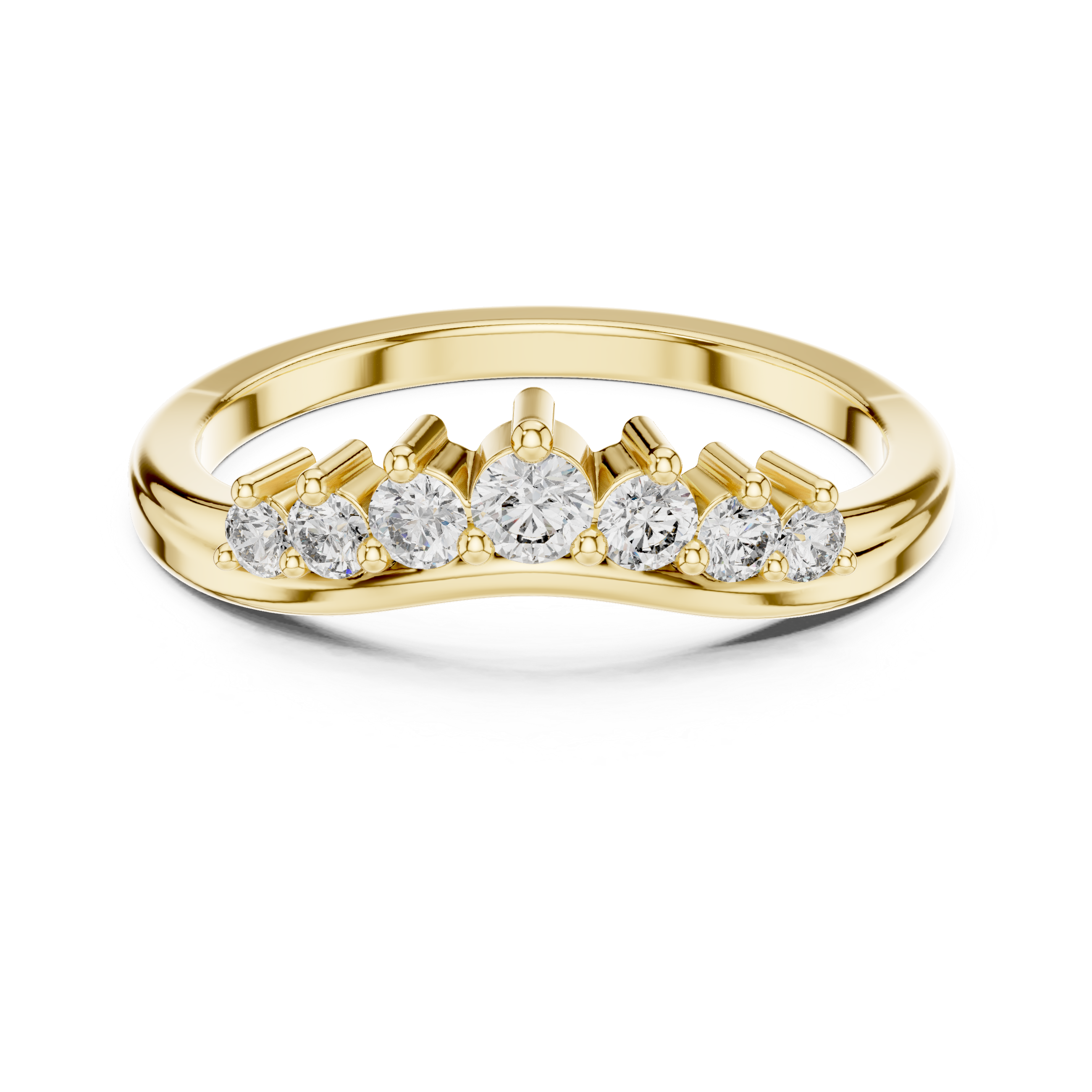 Gold Curved Half Eternity Prong Round Lab Grown Diamond Rynix Ring