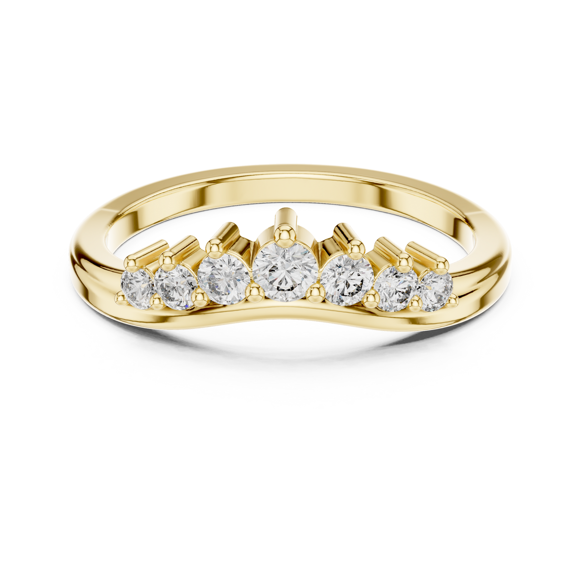 Gold Curved Half Eternity Prong Round Lab Grown Diamond Rynix Ring