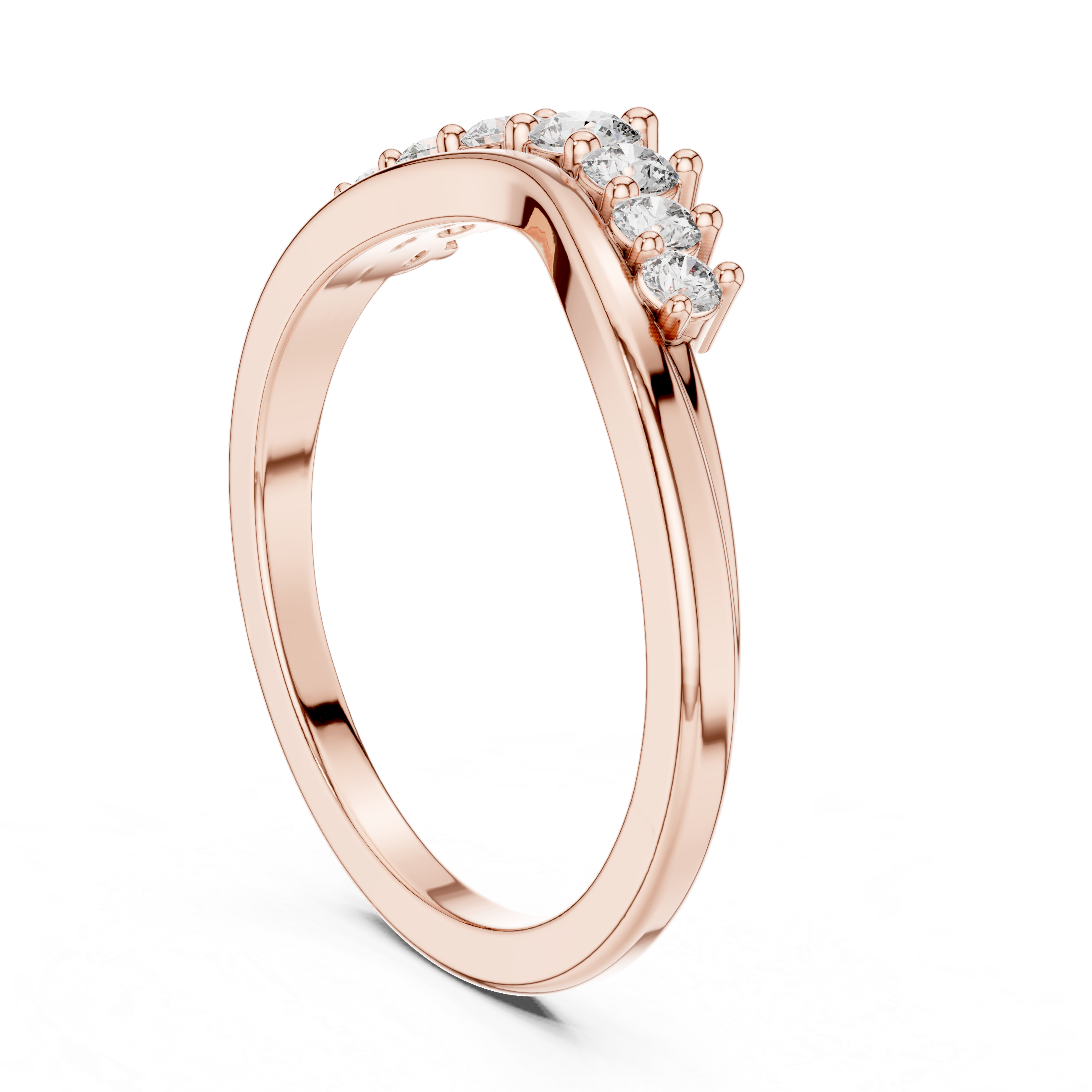 Gold Curved Half Eternity Prong Round Lab Grown Diamond Rynix Ring