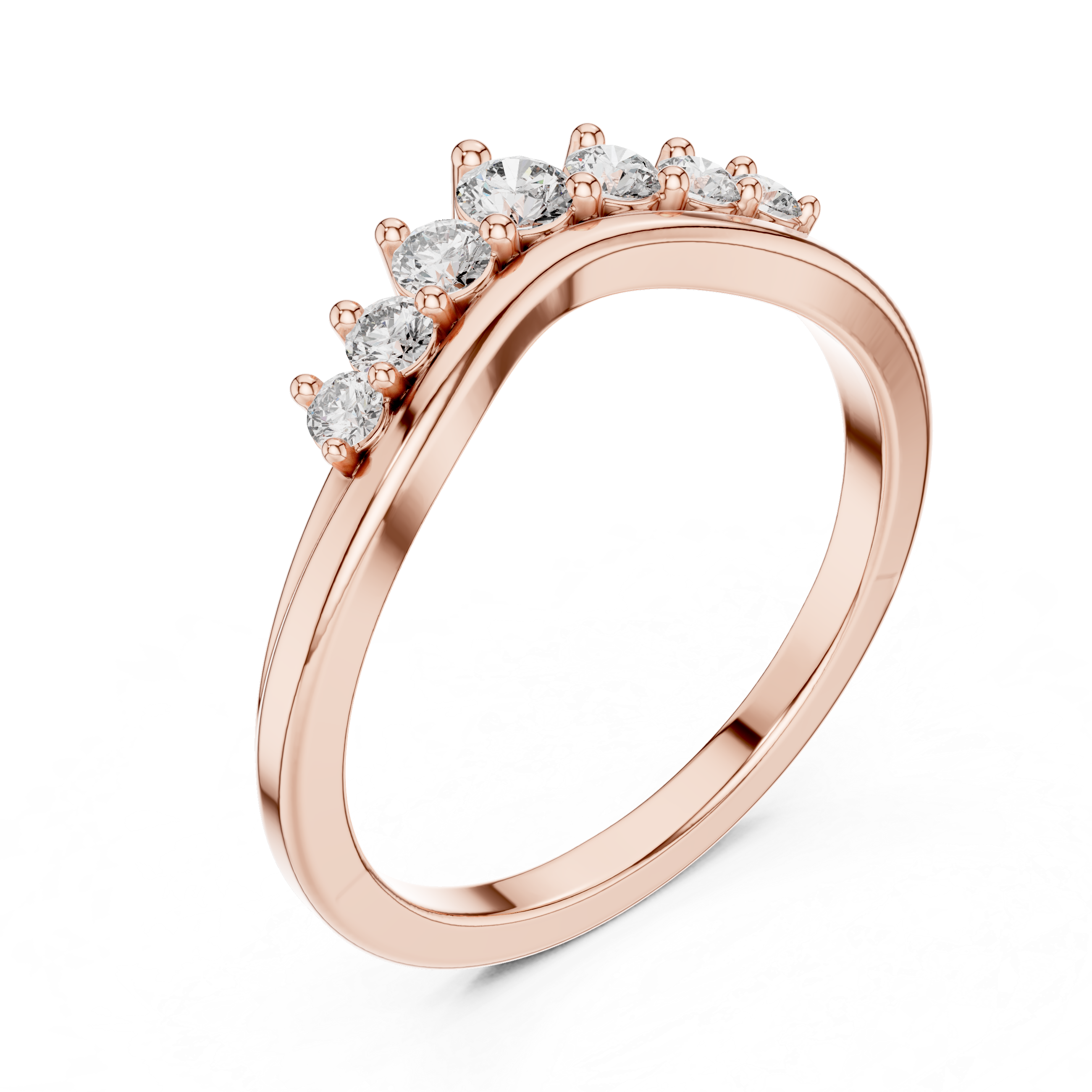 Gold Curved Half Eternity Prong Round Lab Grown Diamond Rynix Ring