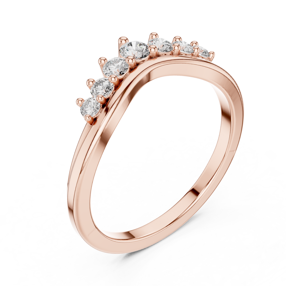Gold Curved Half Eternity Prong Round Lab Grown Diamond Rynix Ring