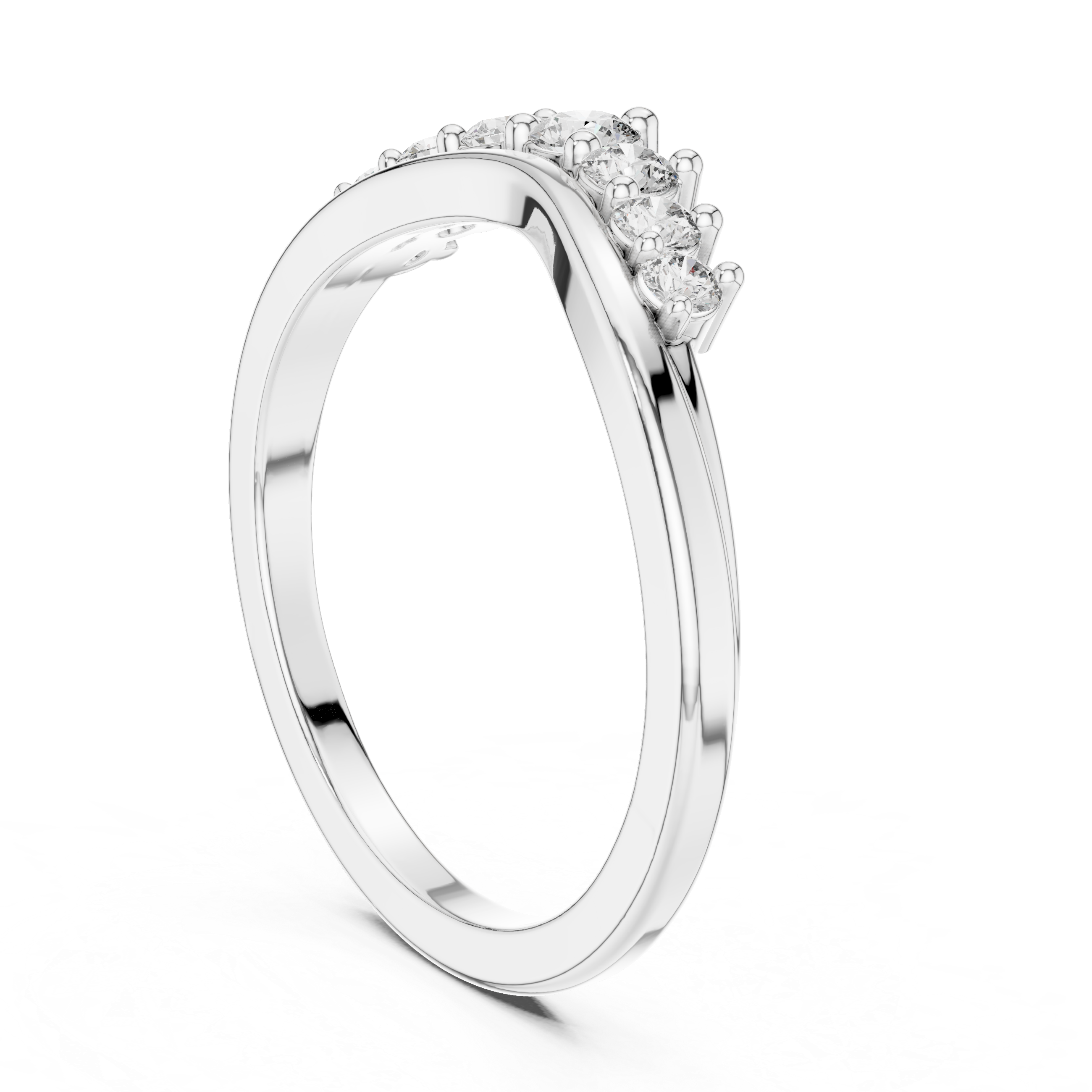 Gold Curved Half Eternity Prong Round Lab Grown Diamond Rynix Ring