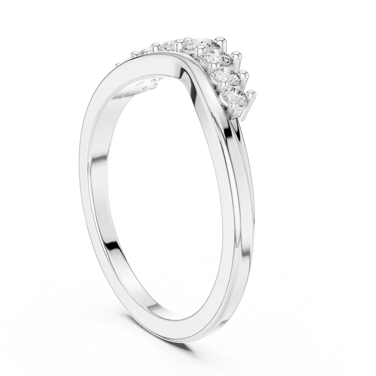 Gold Curved Half Eternity Prong Round Lab Grown Diamond Rynix Ring