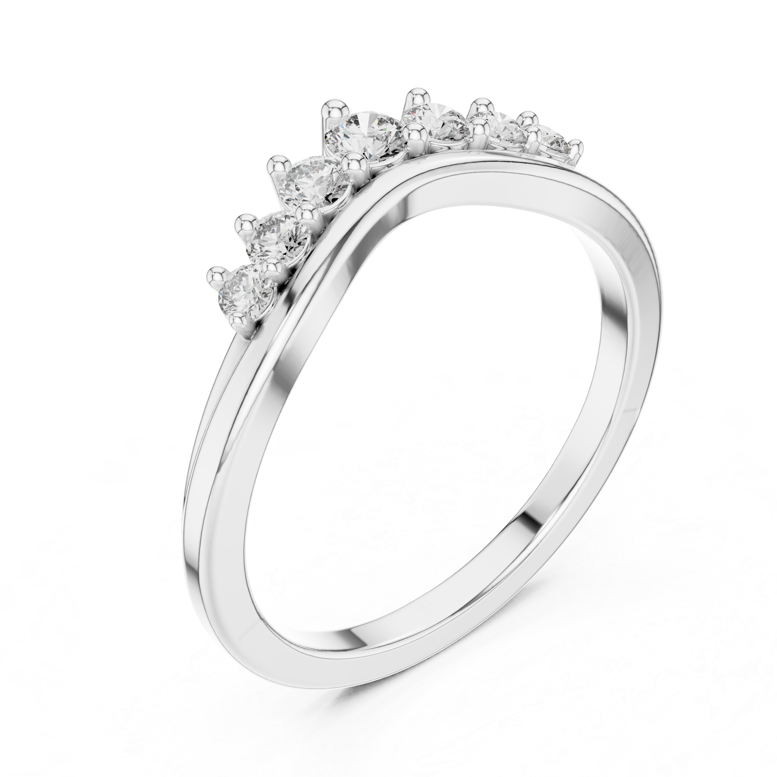 Gold Curved Half Eternity Prong Round Lab Grown Diamond Rynix Ring