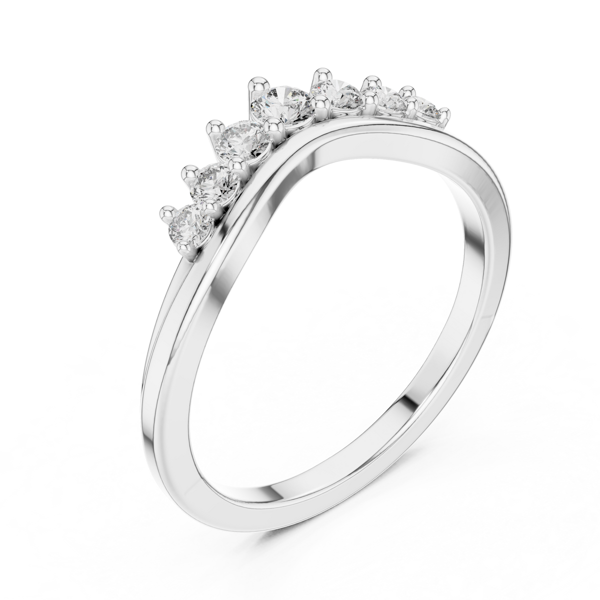Gold Curved Half Eternity Prong Round Lab Grown Diamond Rynix Ring
