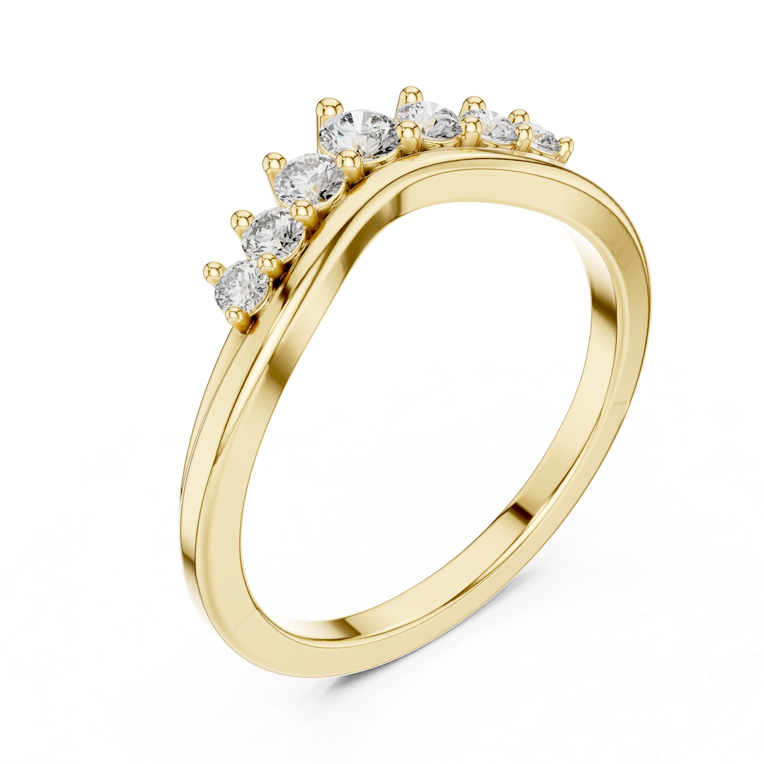 Gold Curved Half Eternity Prong Round Lab Grown Diamond Rynix Ring