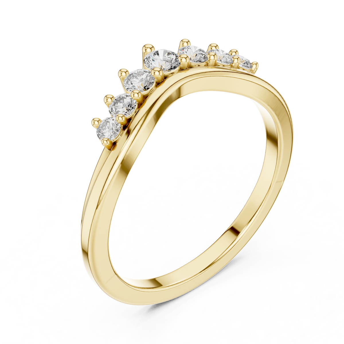 Gold Curved Half Eternity Prong Round Lab Grown Diamond Rynix Ring