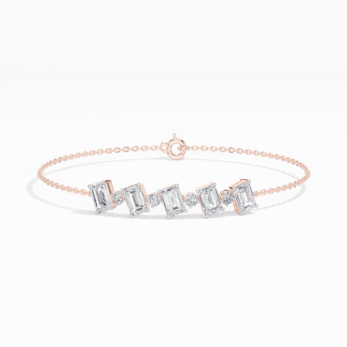 Emerald-Cut Lab Grown Diamond Station Chain Solene Bracelet