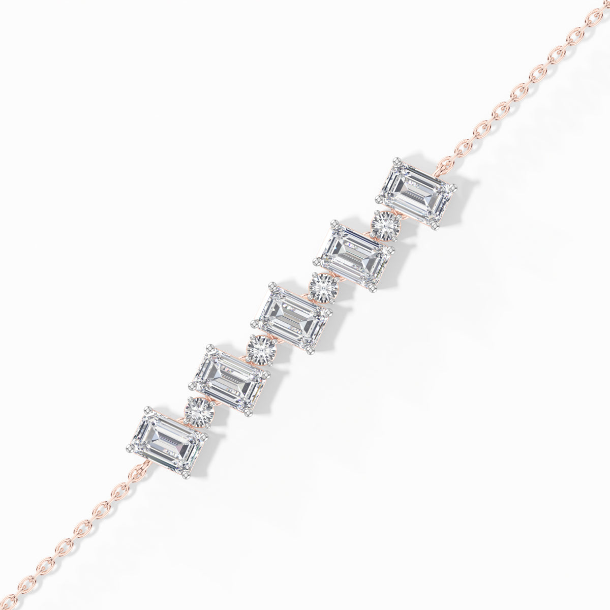 Emerald-Cut Lab Grown Diamond Station Chain Solene Bracelet