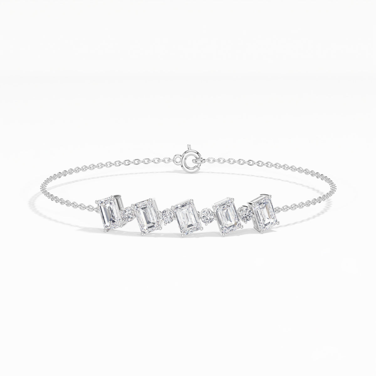 Emerald-Cut Lab Grown Diamond Station Chain Solene Bracelet