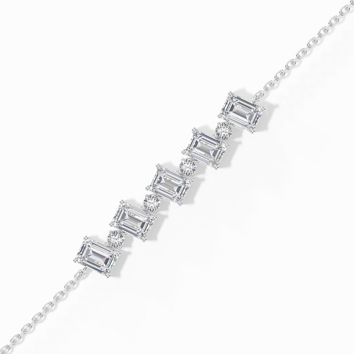 Emerald-Cut Lab Grown Diamond Station Chain Solene Bracelet