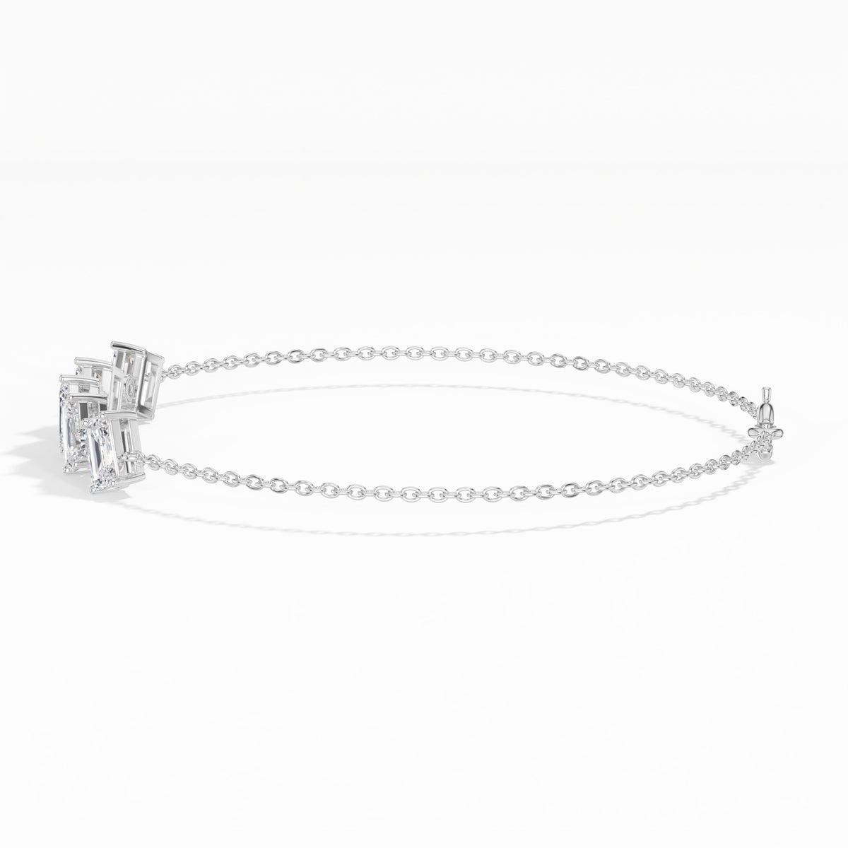 Emerald-Cut Lab Grown Diamond Station Chain Solene Bracelet