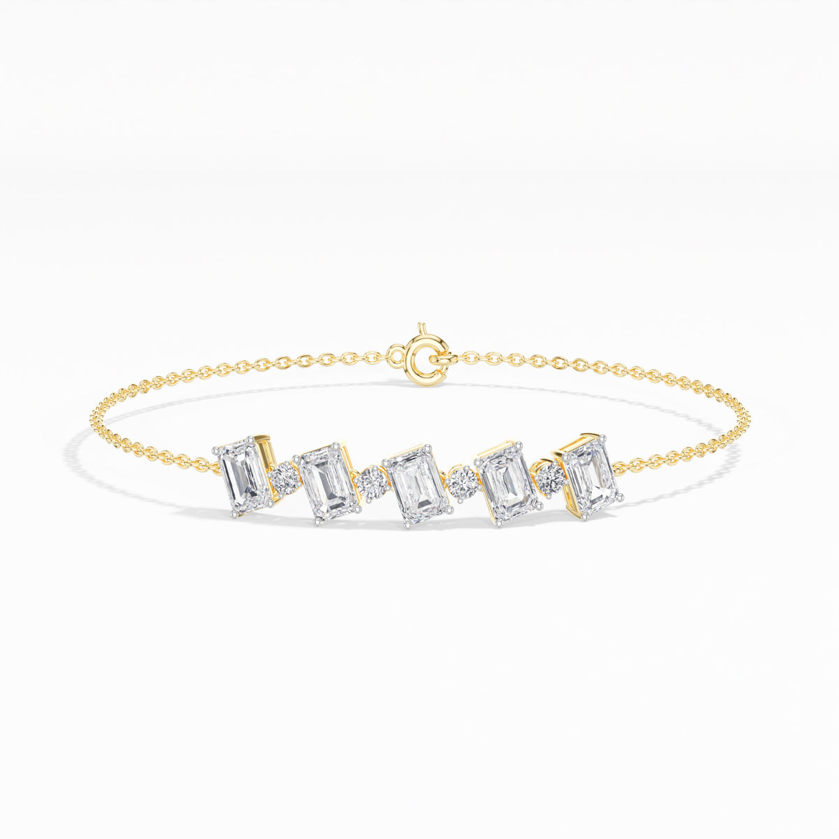 Emerald-Cut Lab Grown Diamond Station Chain Solene Bracelet