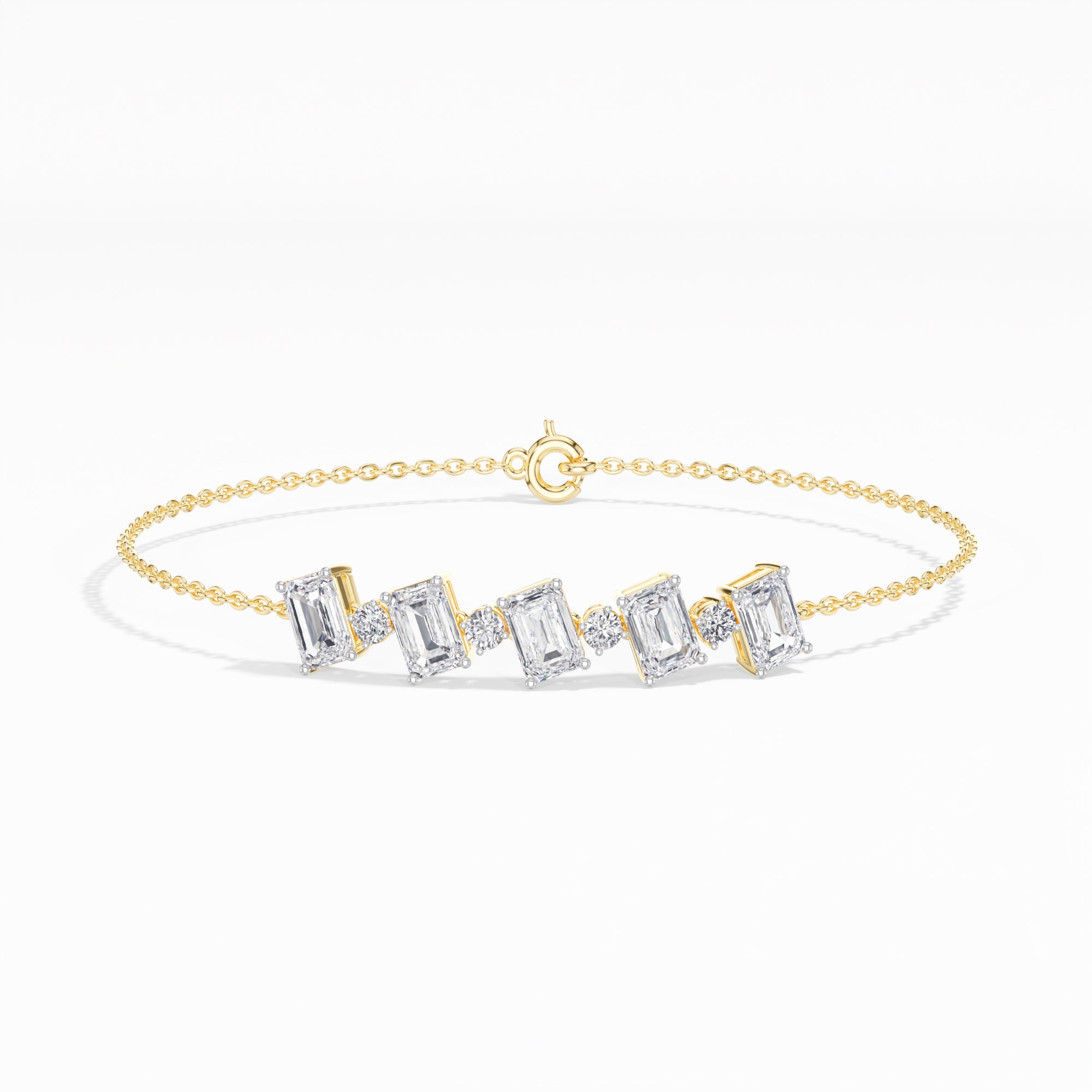 Emerald-Cut Lab Grown Diamond Station Chain Solene Bracelet