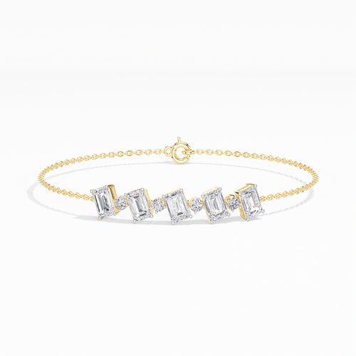 Emerald-Cut Lab Grown Diamond Station Chain Solene Bracelet