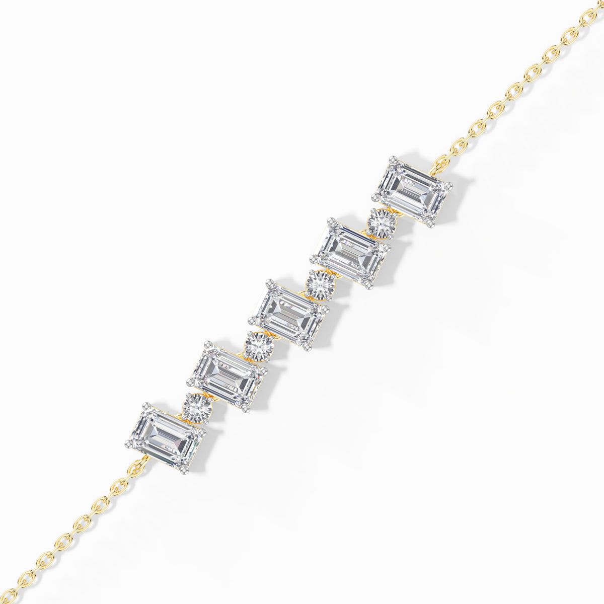 Emerald-Cut Lab Grown Diamond Station Chain Solene Bracelet