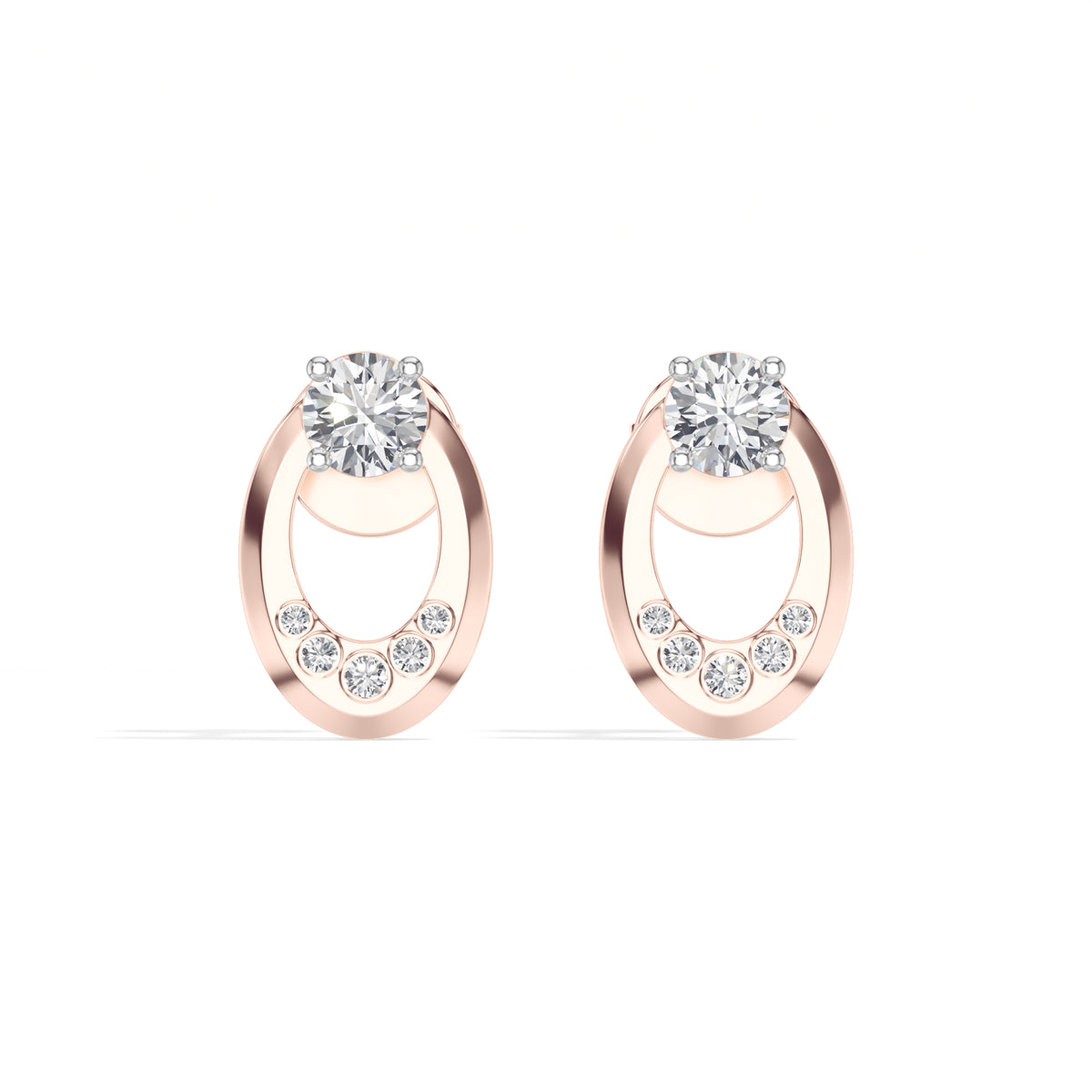 Round Lab Grown Diamond Flush-Set Stud Noven Earrings