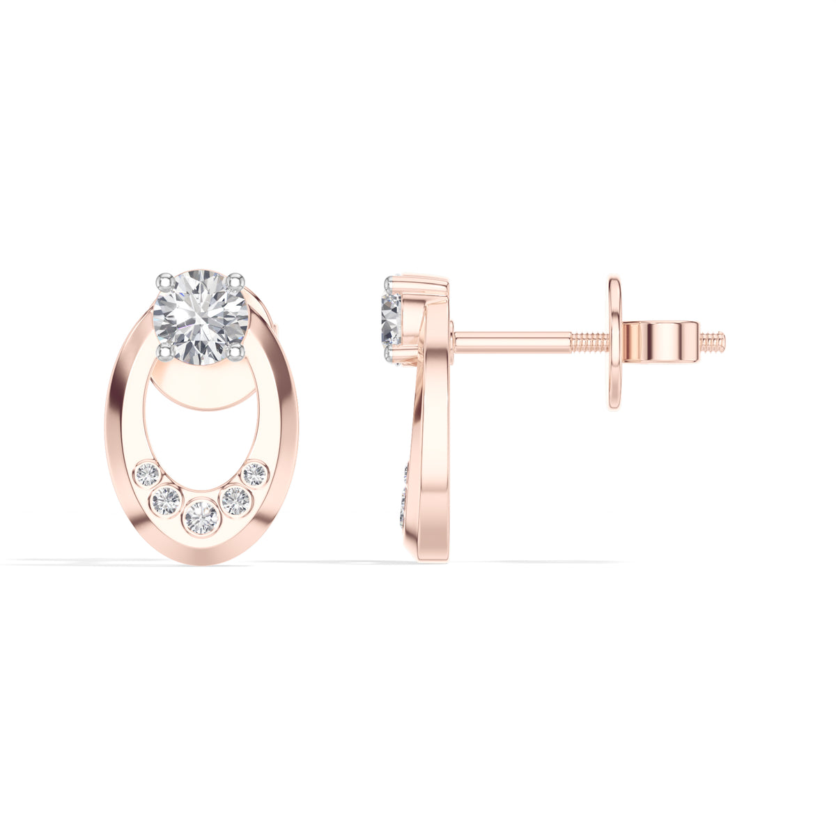 Round Lab Grown Diamond Flush-Set Stud Noven Earrings
