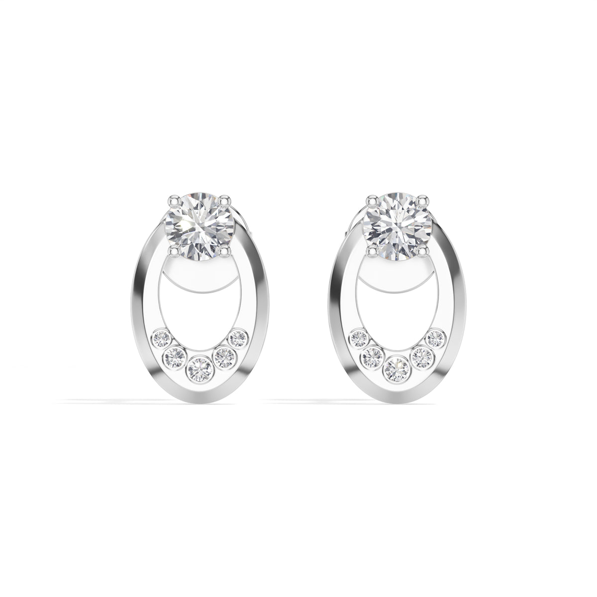 Round Lab Grown Diamond Flush-Set Stud Noven Earrings