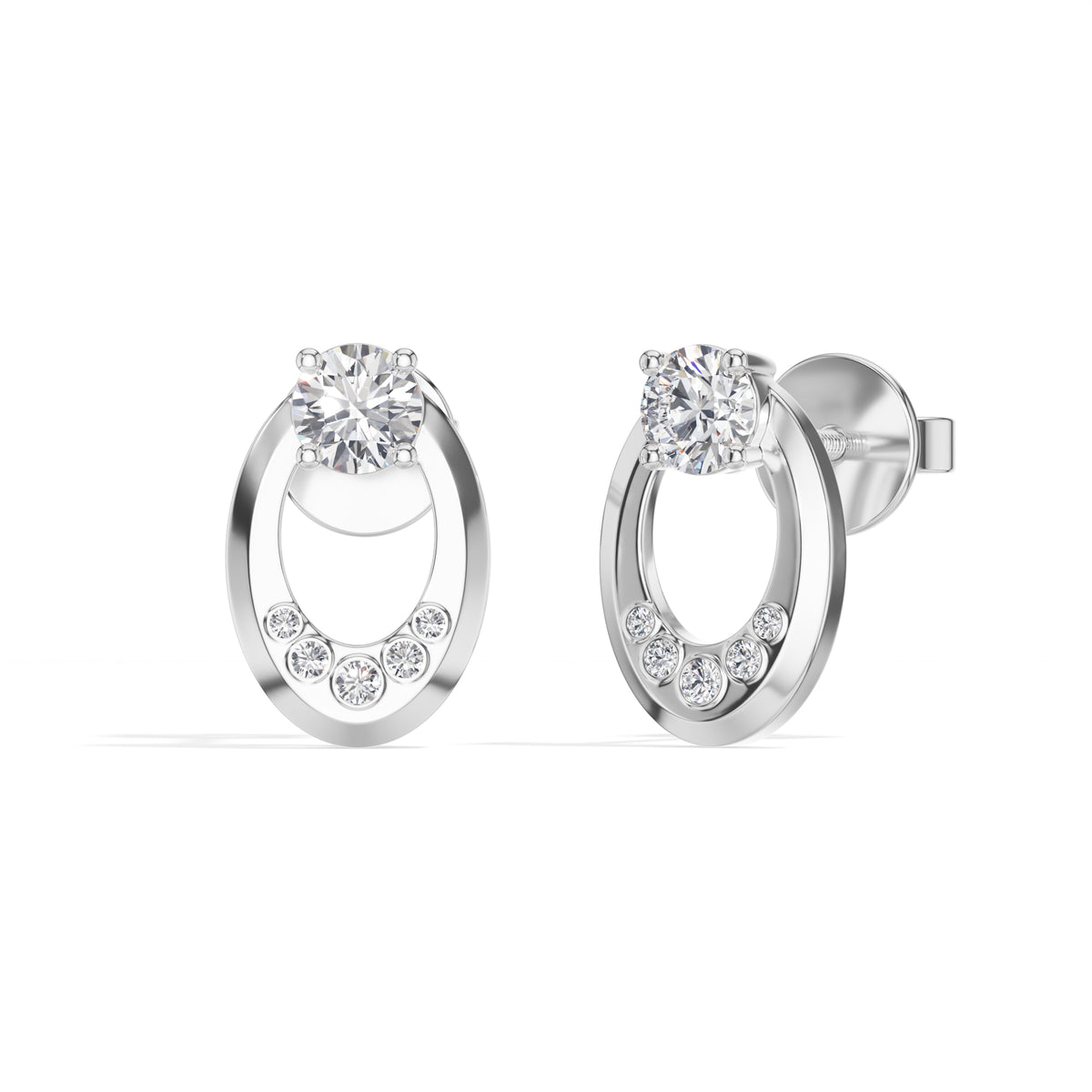 Round Lab Grown Diamond Flush-Set Stud Noven Earrings