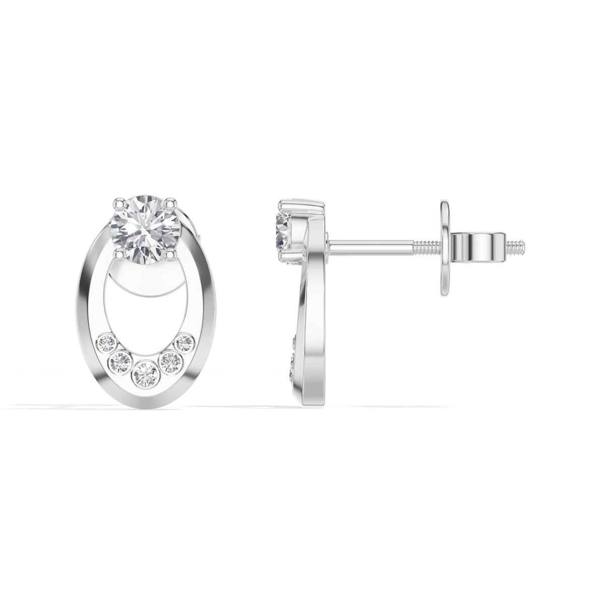 Round Lab Grown Diamond Flush-Set Stud Noven Earrings