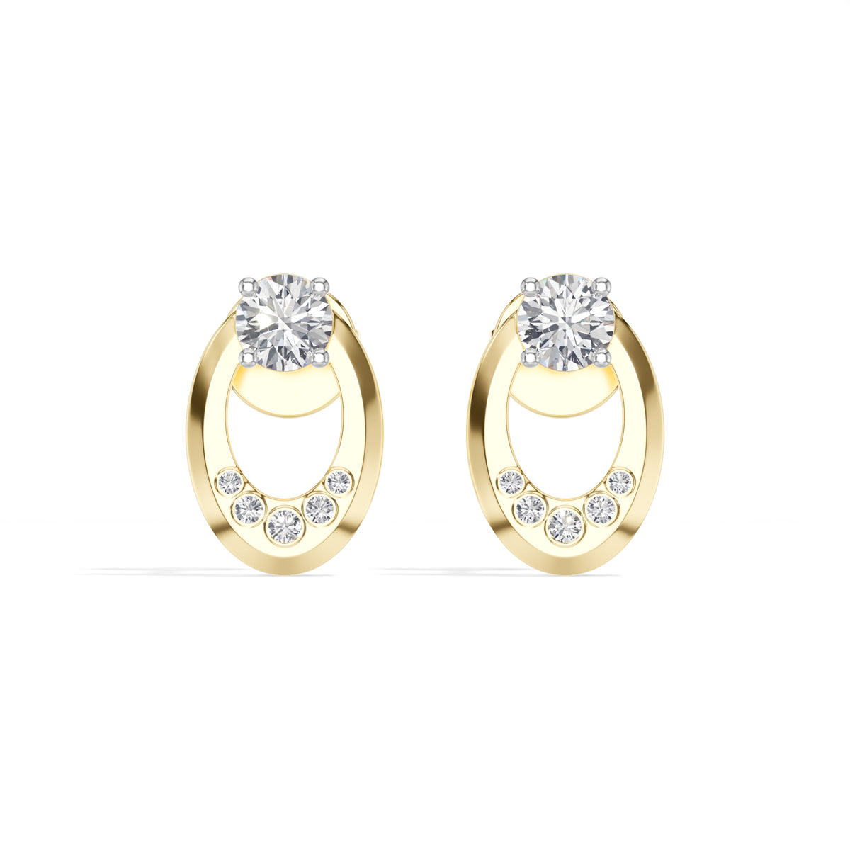 Round Lab Grown Diamond Flush-Set Stud Noven Earrings