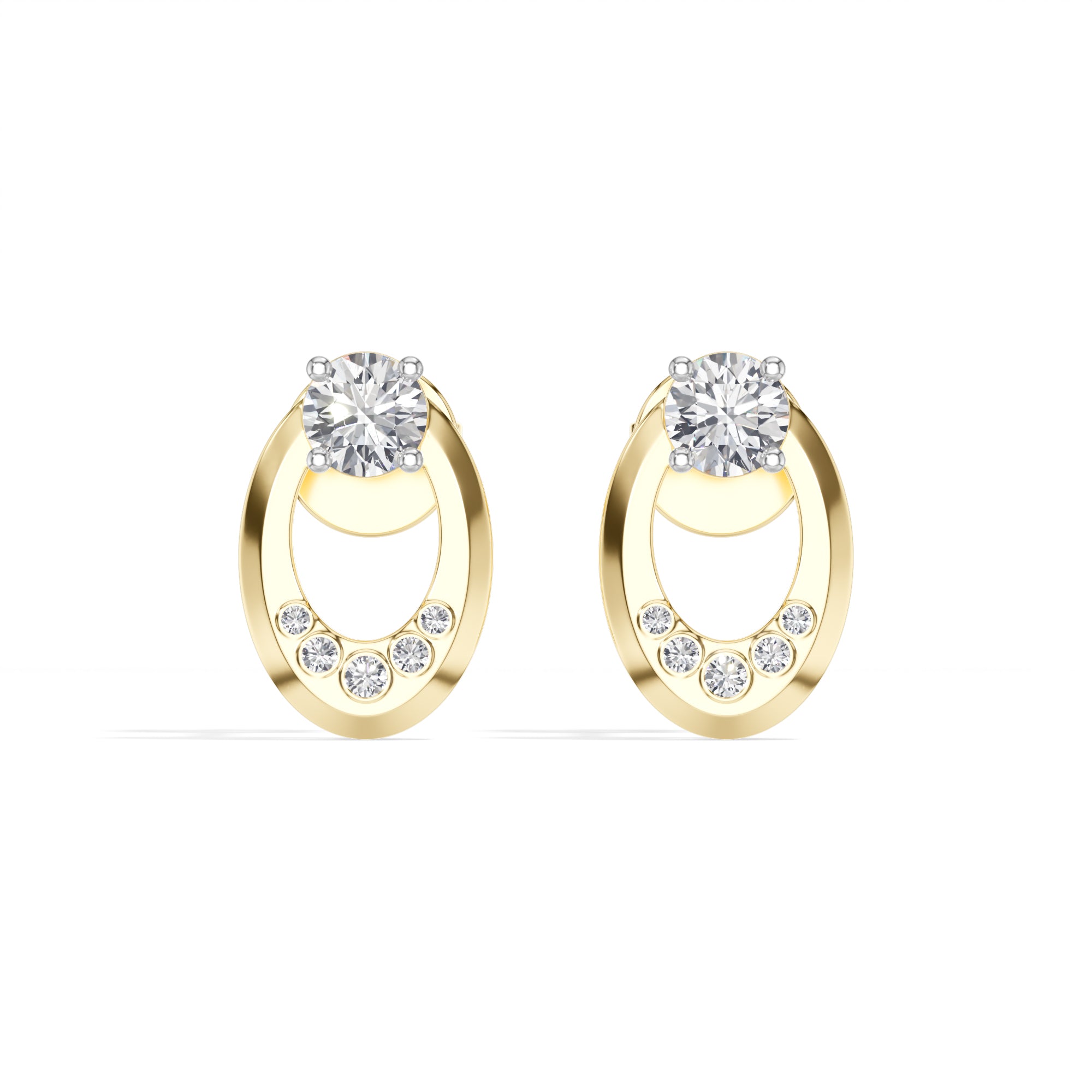 Round Lab Grown Diamond Flush-Set Stud Noven Earrings