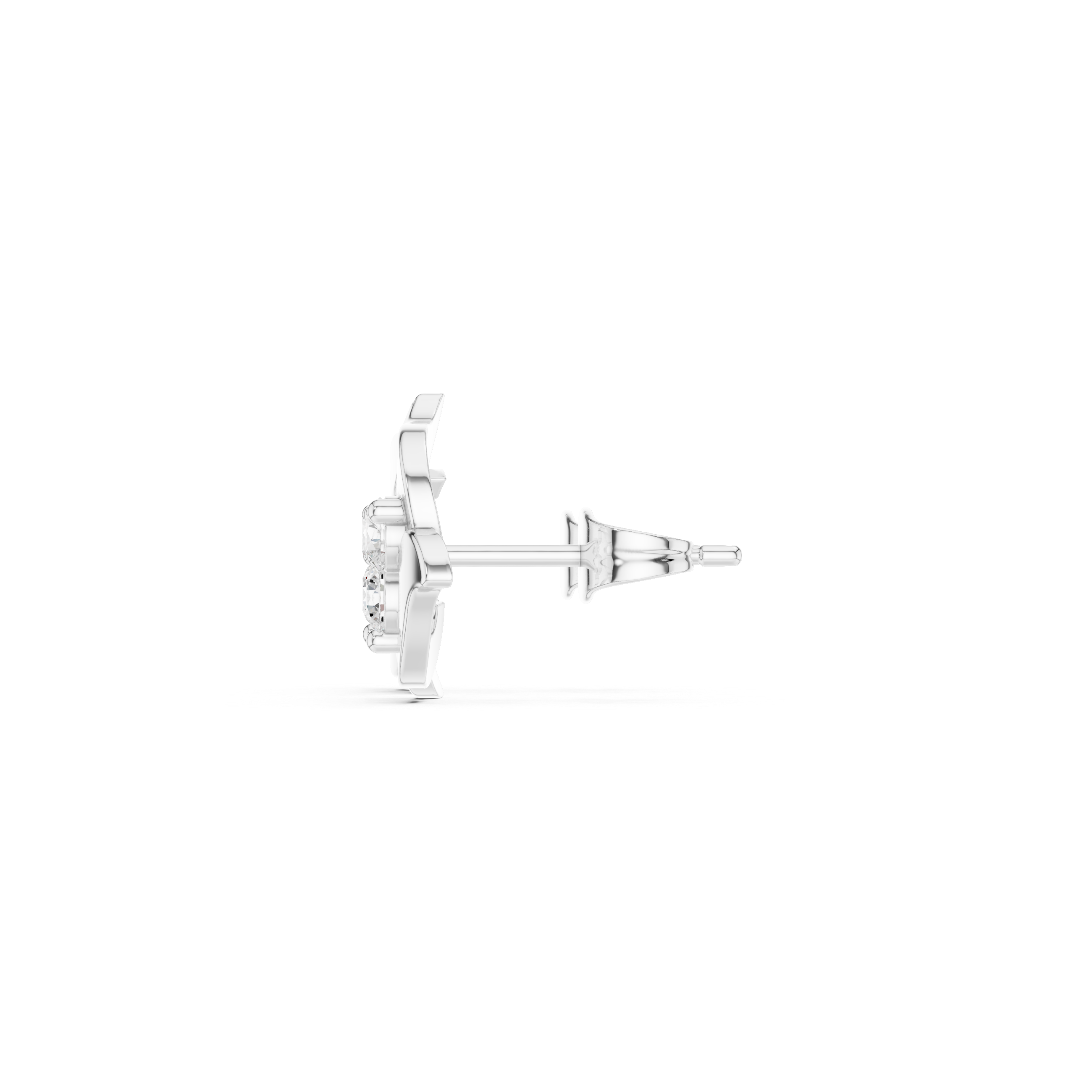 Gold Abstract Floral Setting Round Lab Grown Diamond Zanra Earring