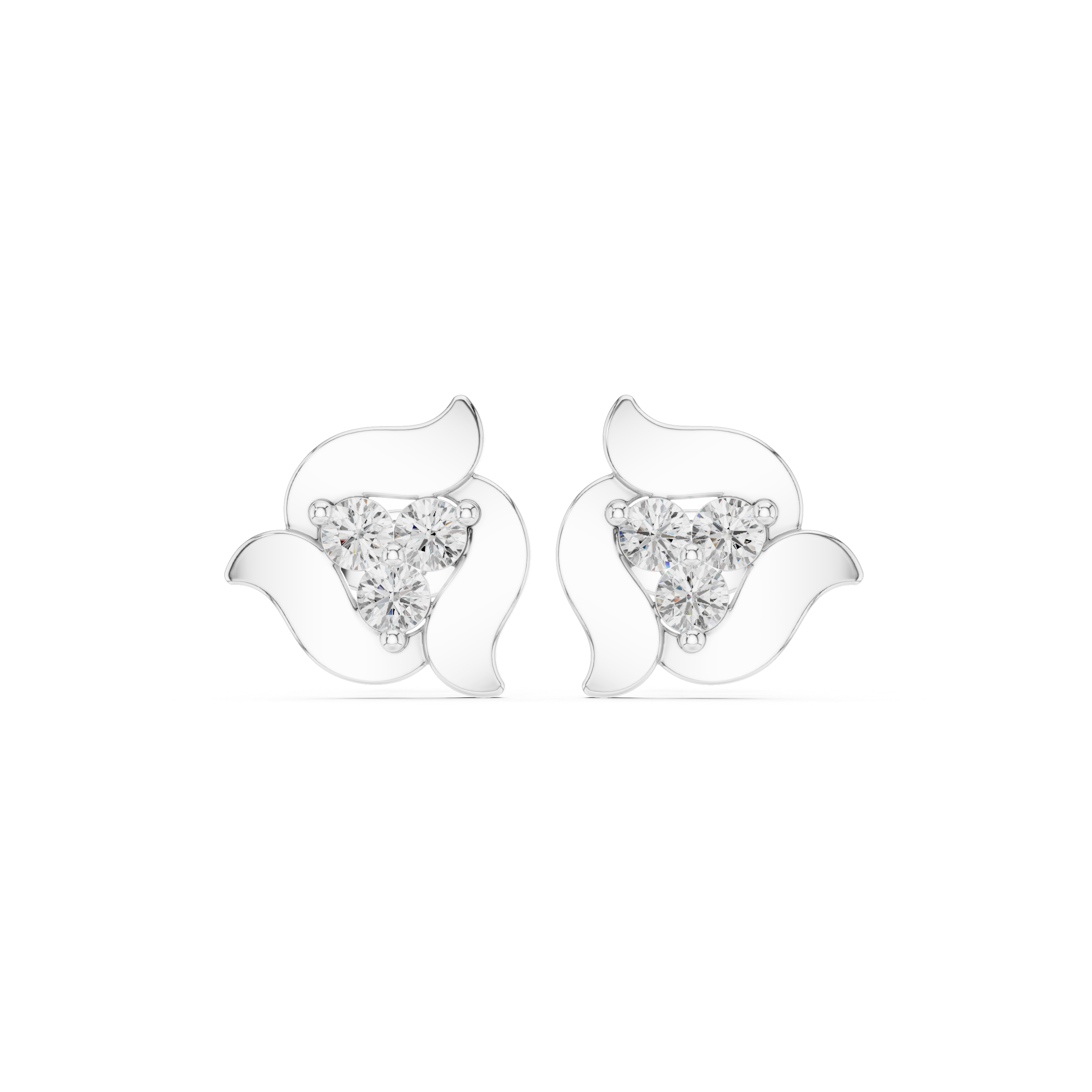 Gold Abstract Floral Setting Round Lab Grown Diamond Zanra Earring