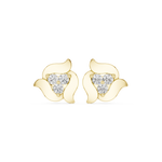 Gold Abstract Floral Setting Round Lab Grown Diamond Zanra Earring