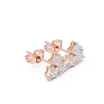 Gold Tri Stone Cluster Setting Princess Lab Grown Diamond Talyn Earring