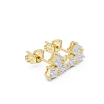 Gold Tri Stone Cluster Setting Princess Lab Grown Diamond Talyn Earring