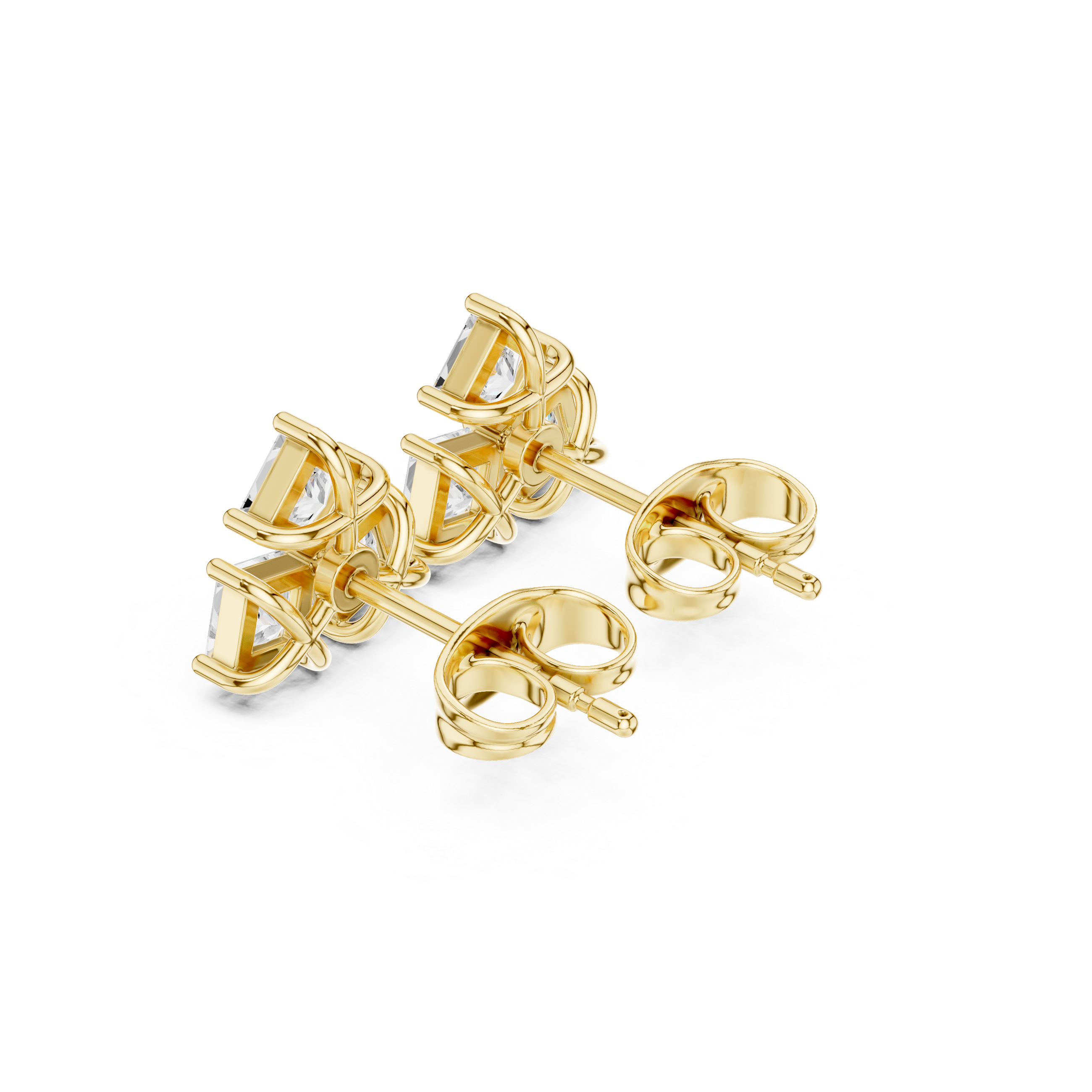 Gold Tri Stone Cluster Setting Princess Lab Grown Diamond Talyn Earring