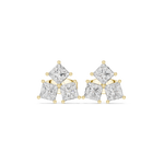 Gold Tri Stone Cluster Setting Princess Lab Grown Diamond Talyn Earring