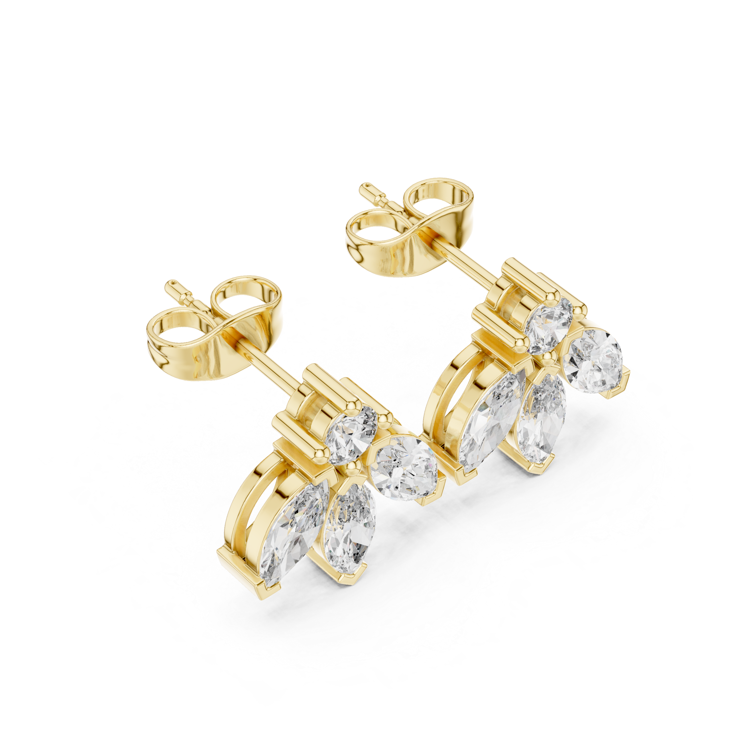 Gold 1Ct Marquise Leaf Drop Lab Grown Diamond Myrel Earring
