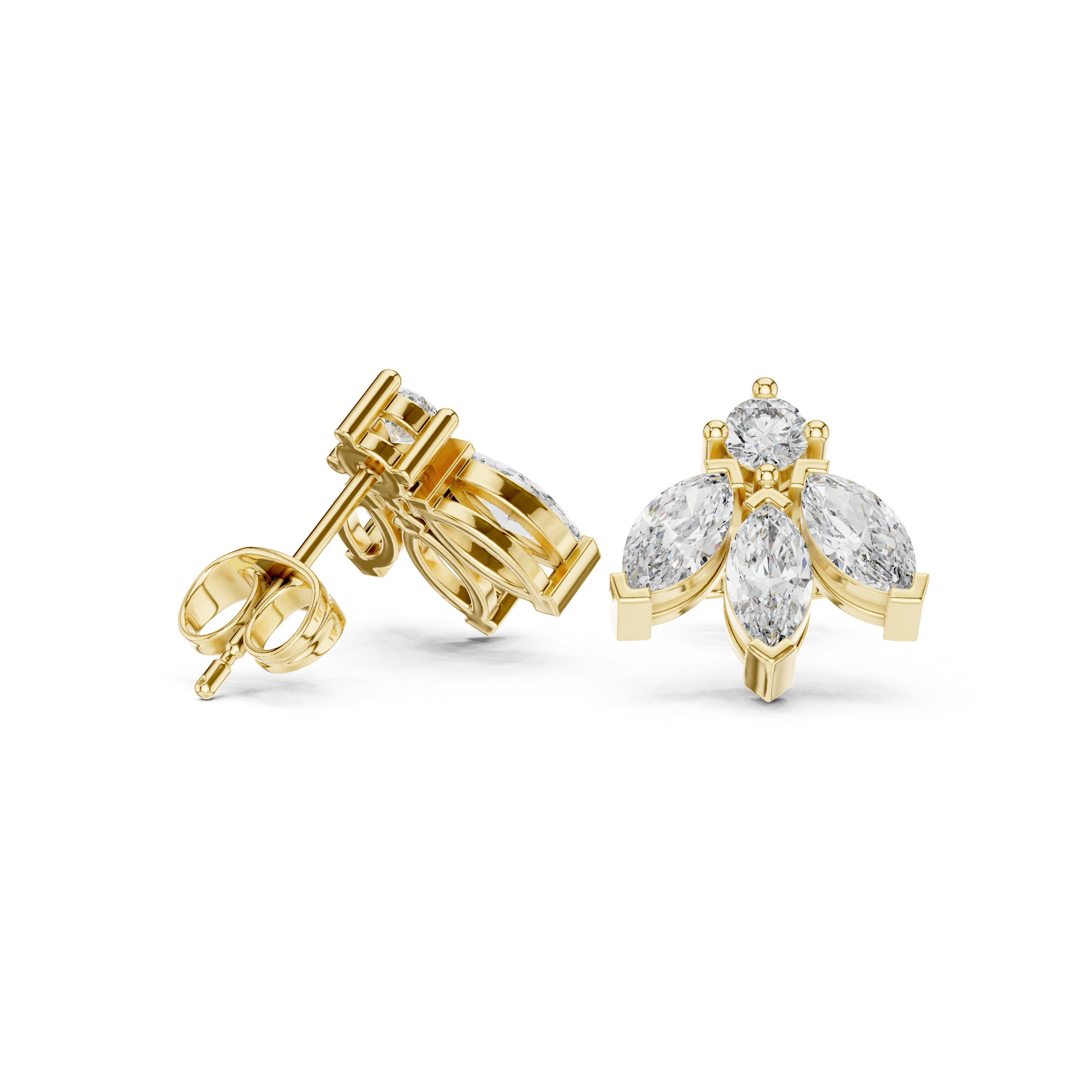 Gold 1Ct Marquise Leaf Drop Lab Grown Diamond Myrel Earring