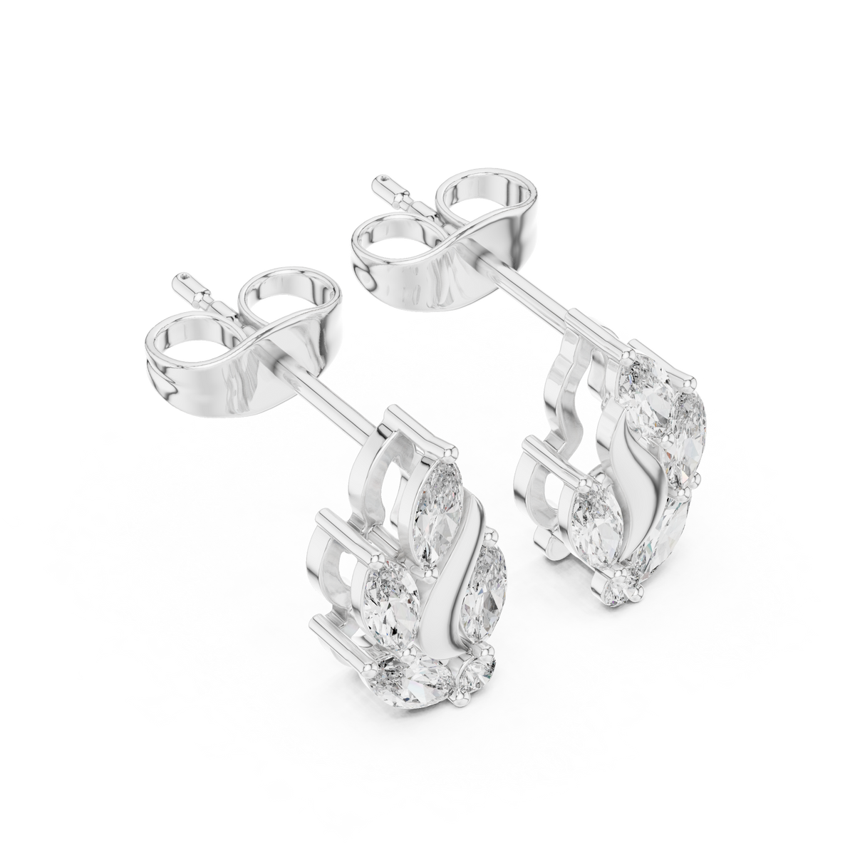 Gold Vine Wave Marquise Lab Grown Diamond Zoren Earring