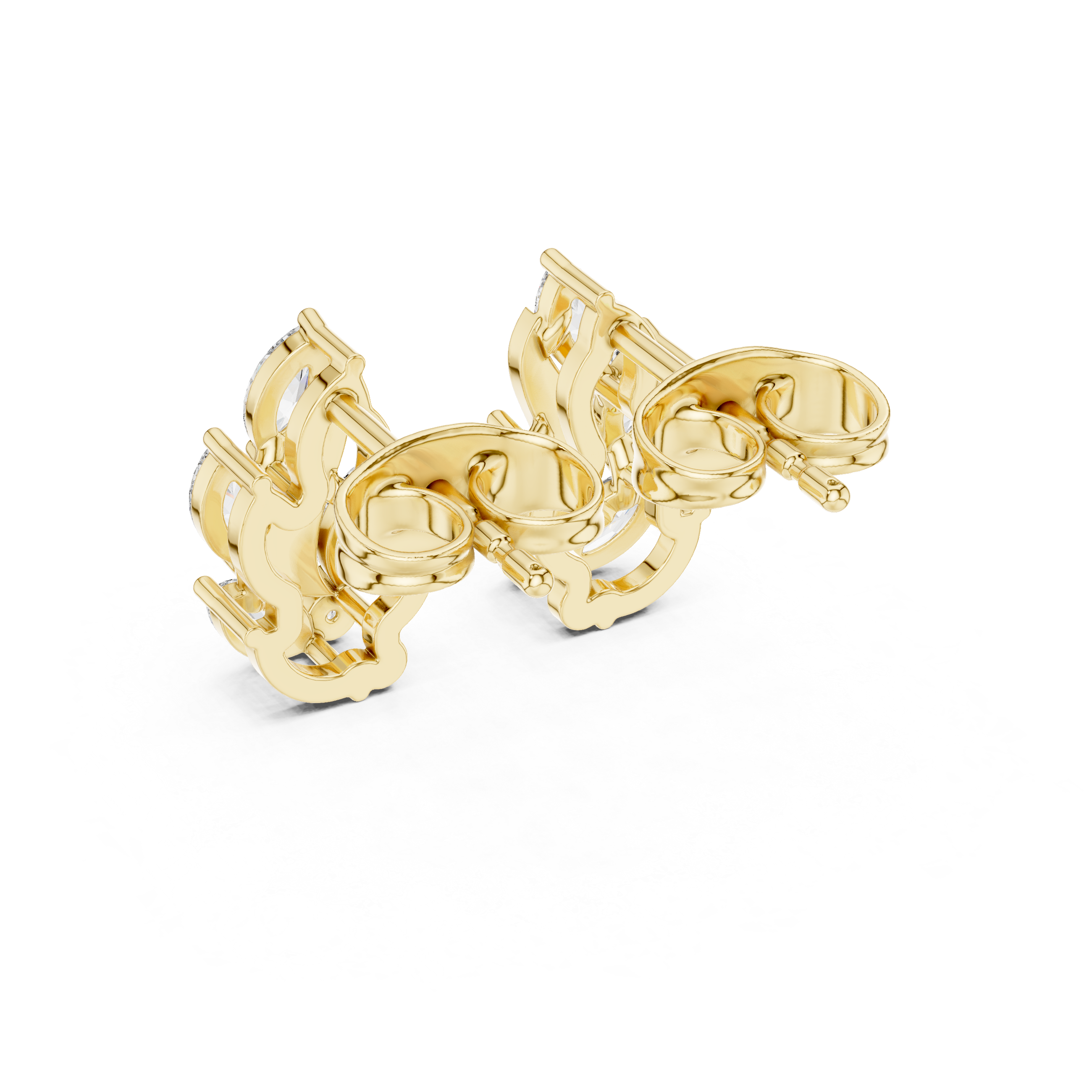 Gold Vine Wave Marquise Lab Grown Diamond Zoren Earring