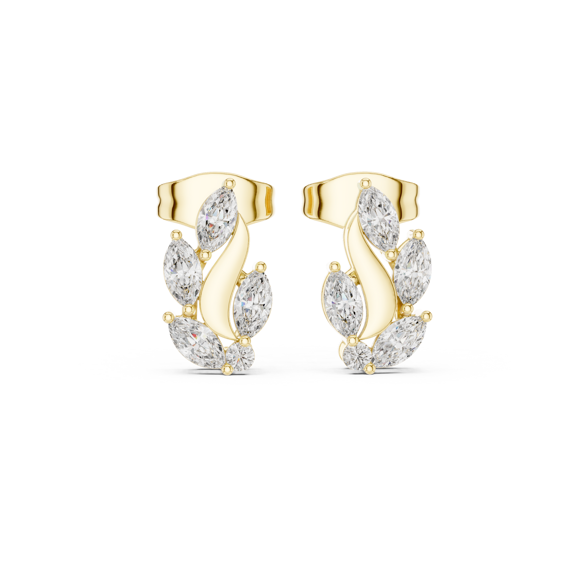 Gold Vine Wave Marquise Lab Grown Diamond Zoren Earring
