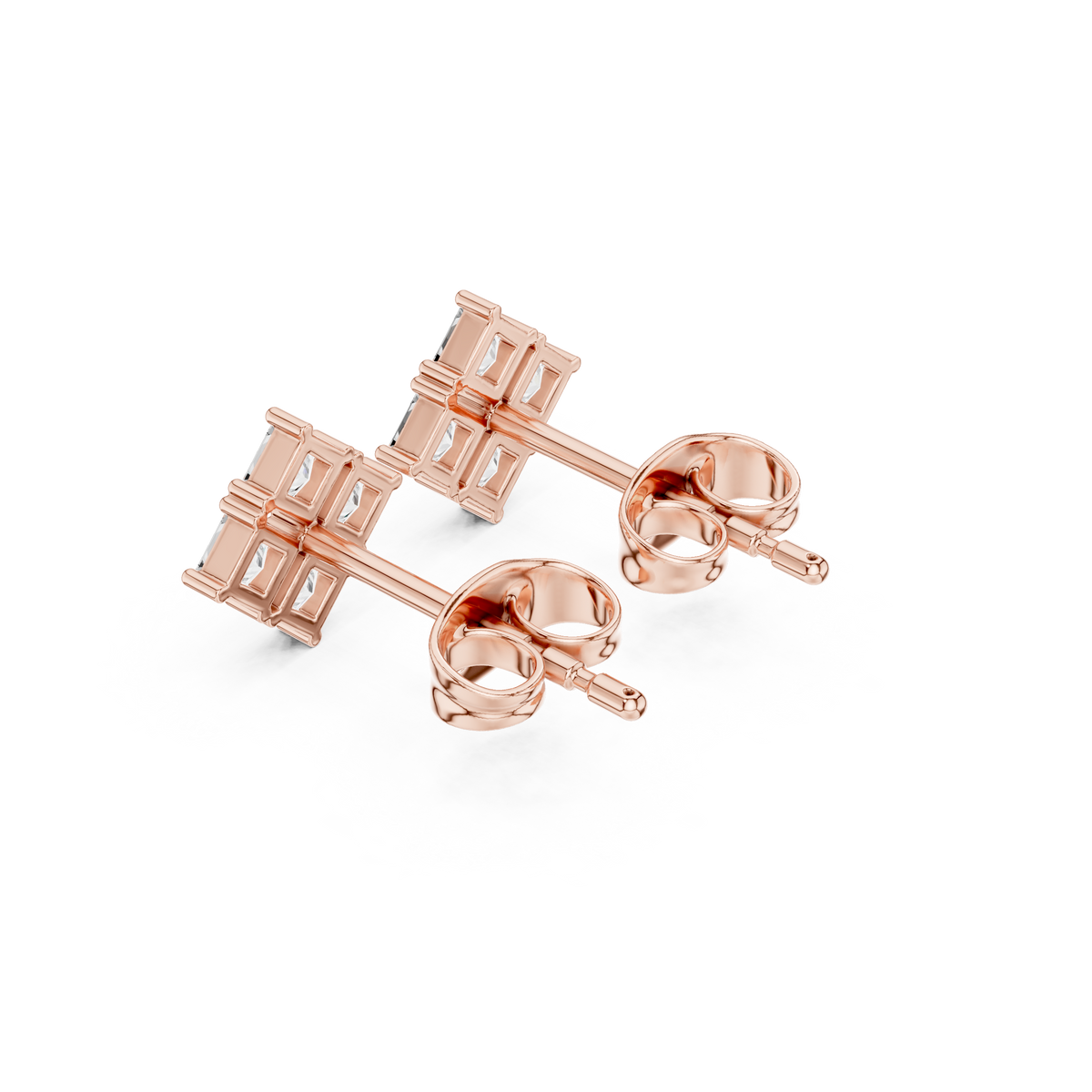 Gold Geometric Cluster Design Princess Lab Grown Diamond Ulren Earring