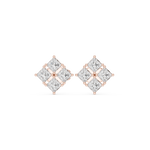 Gold Geometric Cluster Design Princess Lab Grown Diamond Ulren Earring