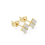 Gold Geometric Cluster Design Princess Lab Grown Diamond Ulren Earring