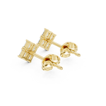 Gold Geometric Cluster Design Princess Lab Grown Diamond Ulren Earring
