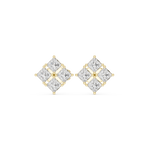 Gold Geometric Cluster Design Princess Lab Grown Diamond Ulren Earring