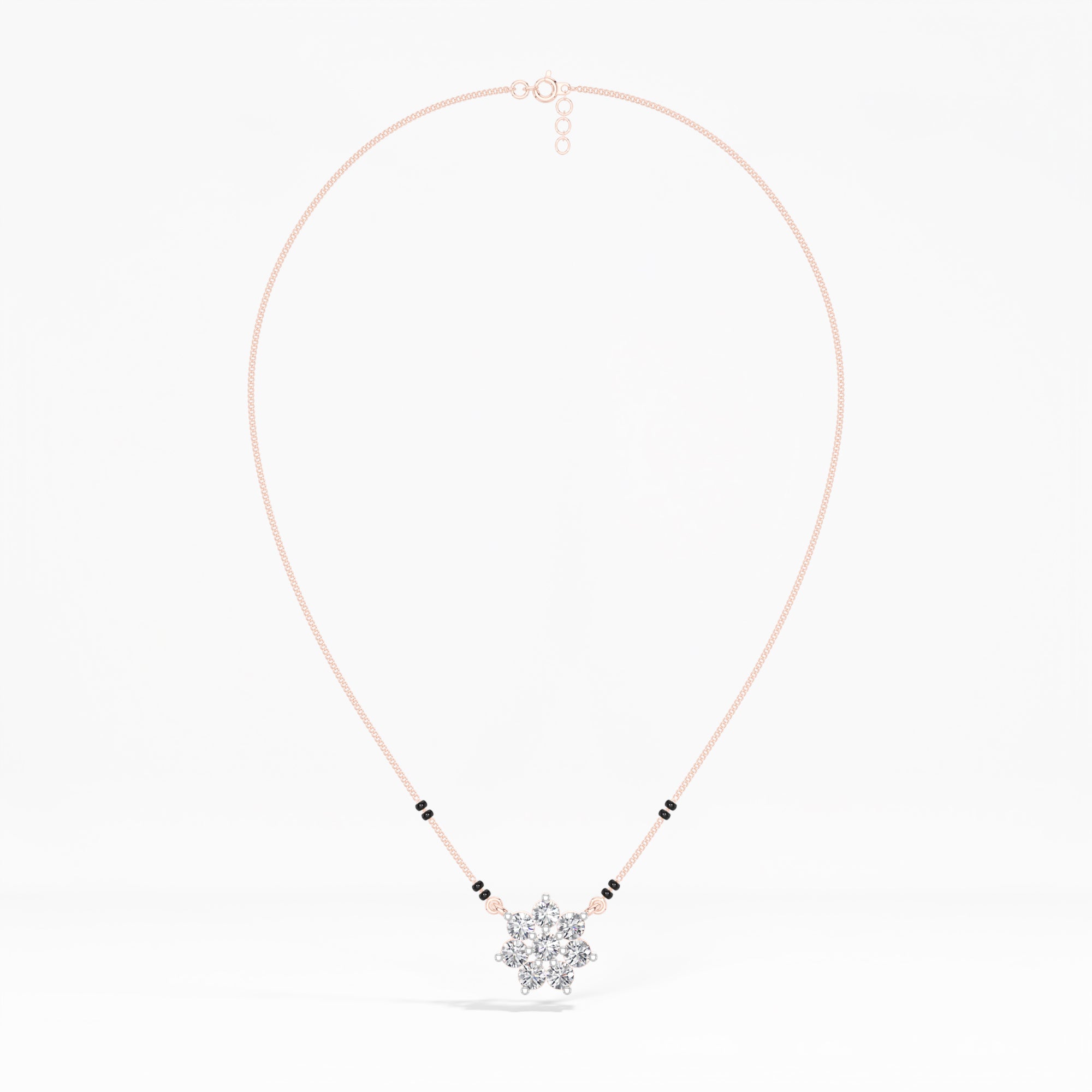 Rose Gold 1Ct Cluster Round Lab Grown Diamond Viora Mangalsutra