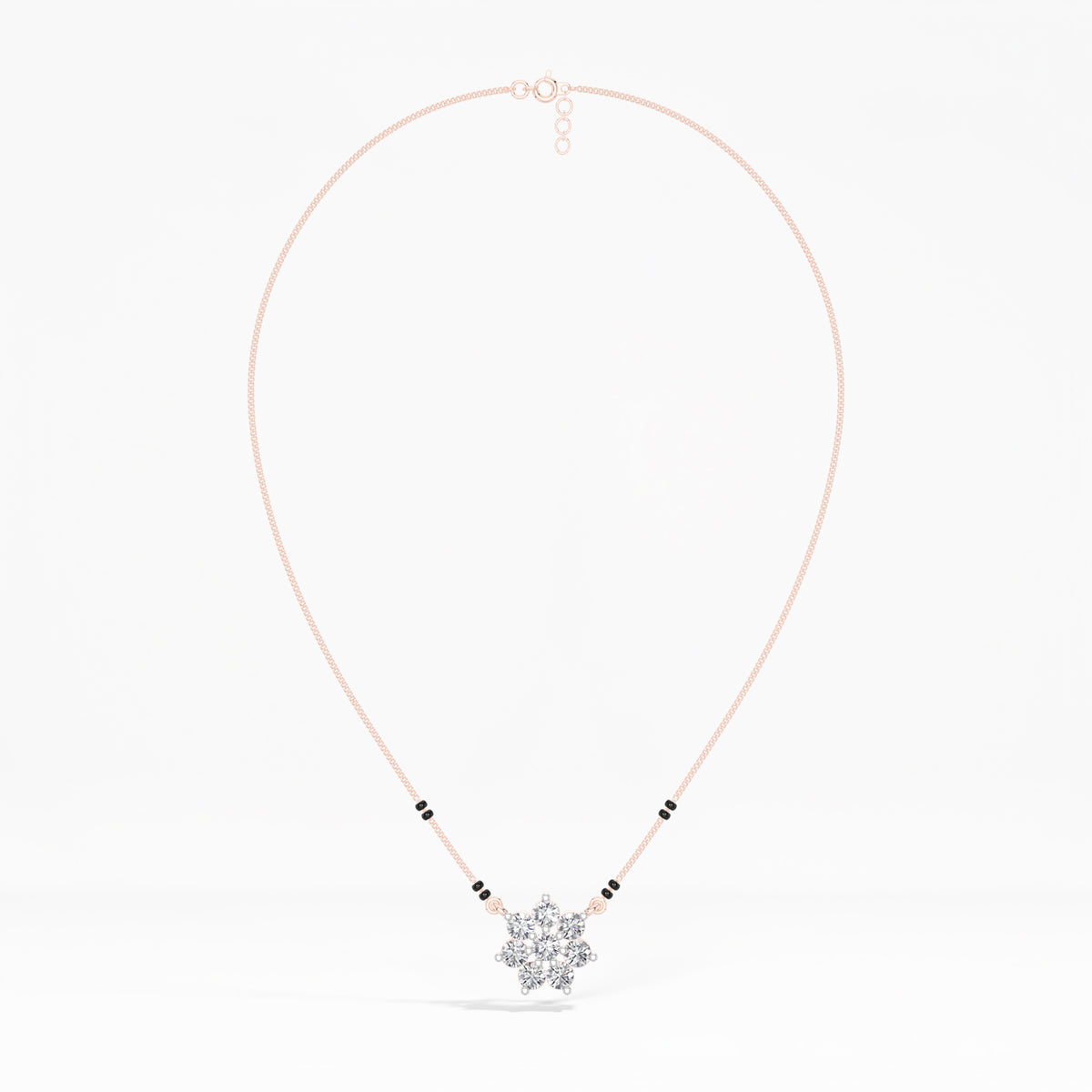 Rose Gold 1Ct Cluster Round Lab Grown Diamond Viora Mangalsutra