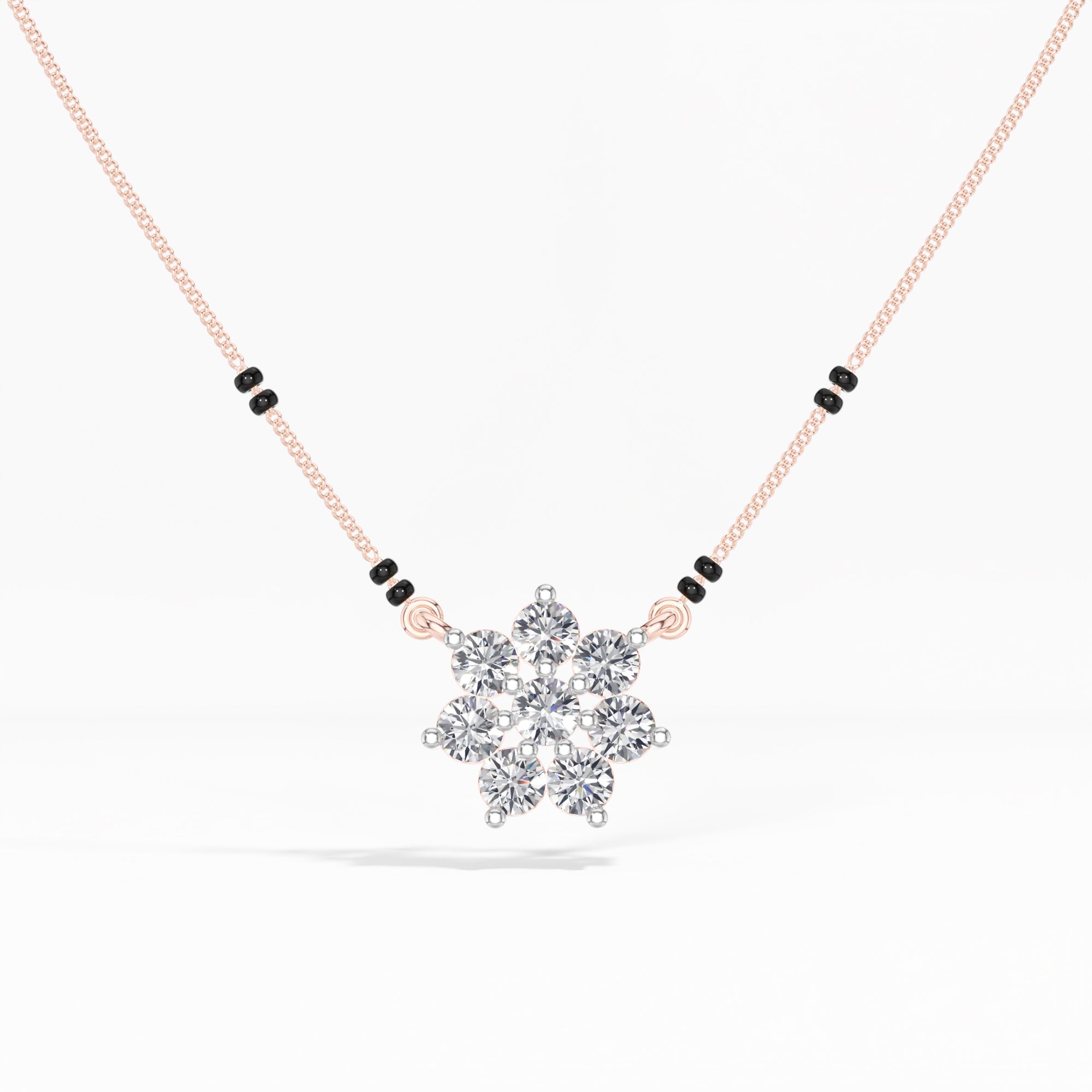 Rose Gold 1Ct Cluster Round Lab Grown Diamond Viora Mangalsutra