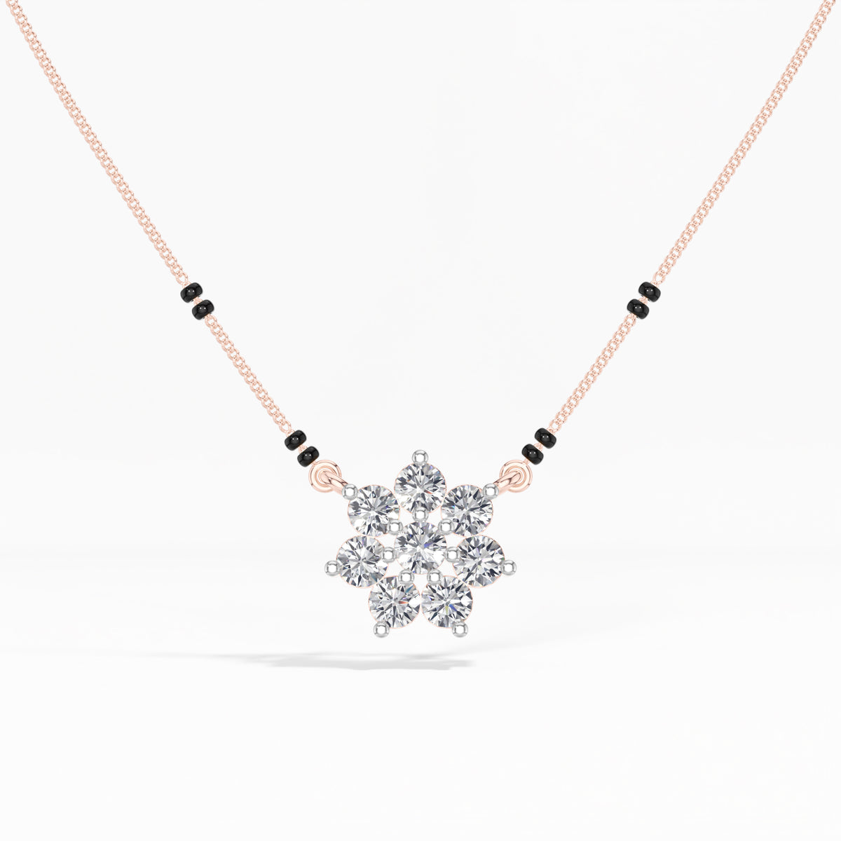 Rose Gold 1Ct Cluster Round Lab Grown Diamond Viora Mangalsutra