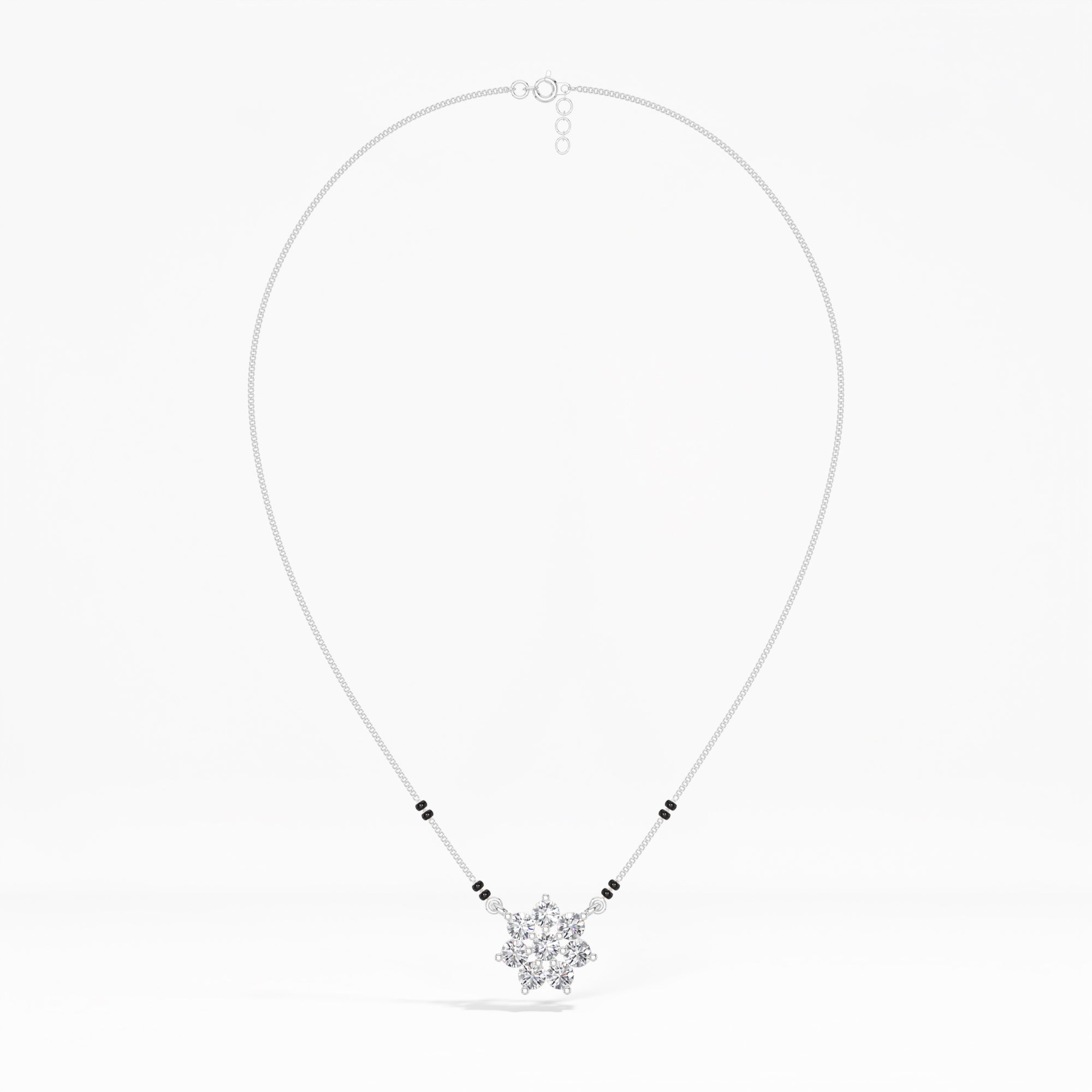 White Gold 1Ct Cluster Round Lab Grown Diamond Viora Mangalsutra