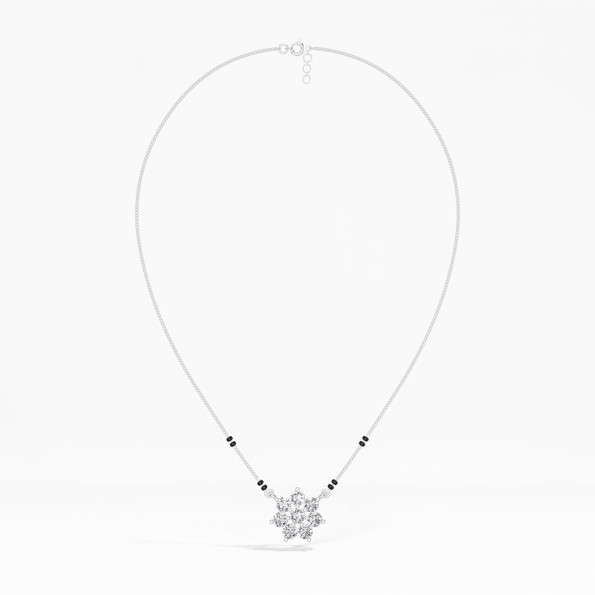 White Gold 1Ct Cluster Round Lab Grown Diamond Viora Mangalsutra